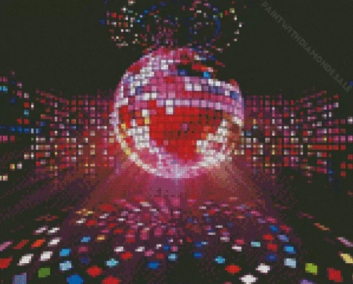 Shiny Pink Disco Ball Diamond Painting