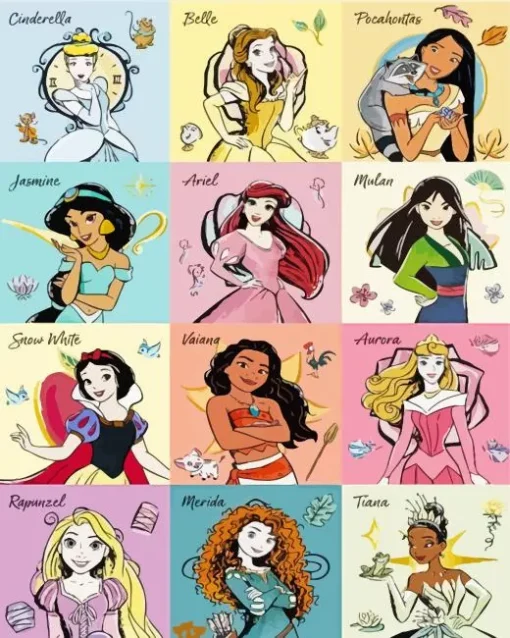 Disney Princesses Poster Diamond Paintings