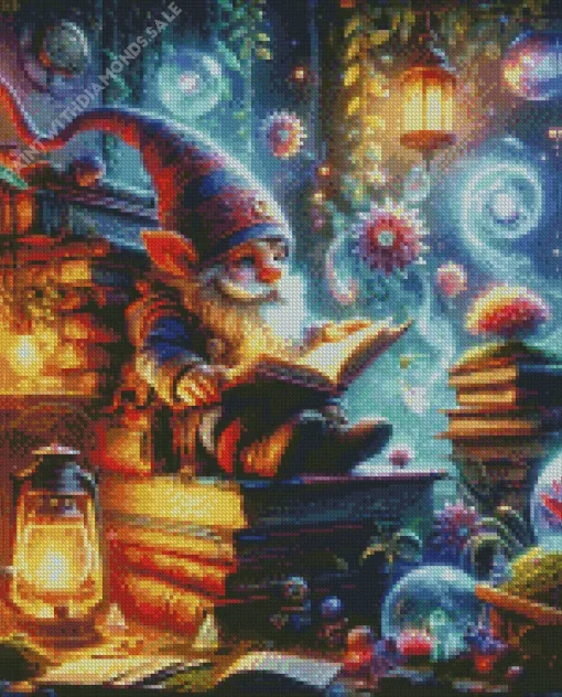 Fantasy Gnome Reading Diamond Dotz