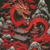 Fantasy Red chinese dragon Diamond Paints