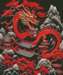 Fantasy Red chinese dragon Diamond Paints