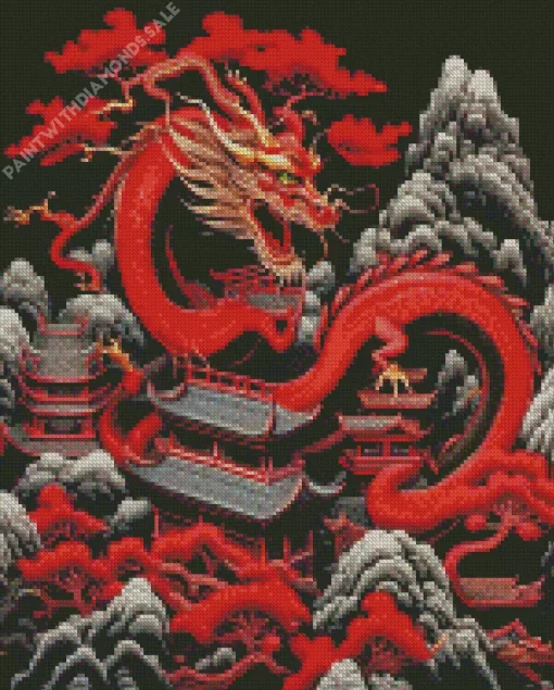 Fantasy Red chinese dragon Diamond Paints