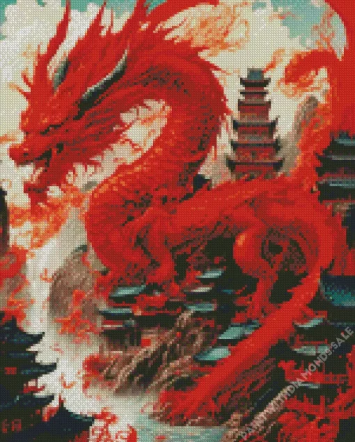 Fantasy Red chinese dragon art Diamond Paints