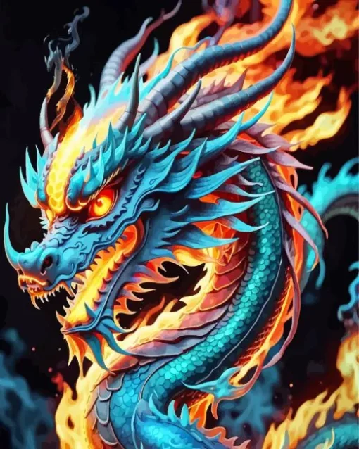 Fire chinese dragon Diamond Paintings