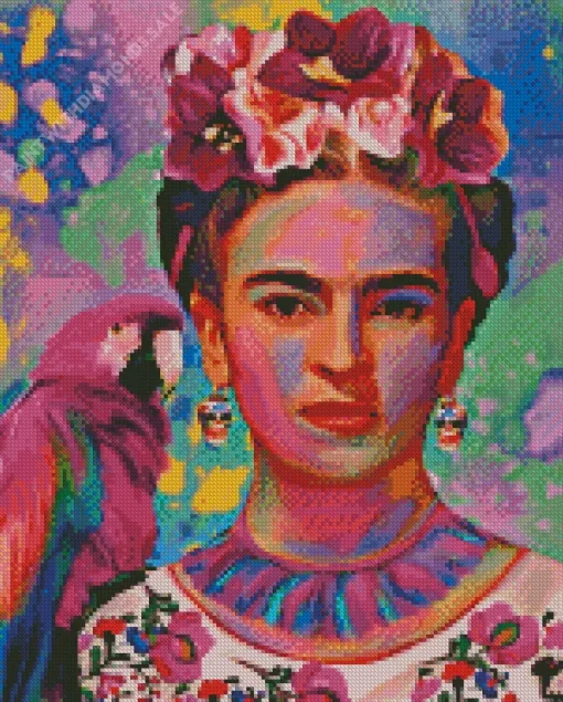 Frida Kahlo And Parrot Diamond Painting