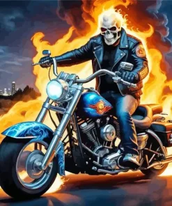 Ghostrider On harley davidson Diamond Paints