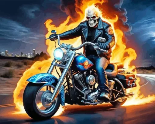 Ghostrider On harley davidson Diamond Paints