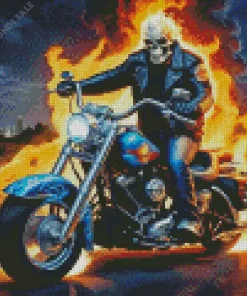 Ghostrider On harley davidson Diamond With Numbers