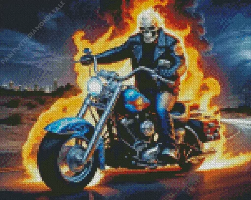 Ghostrider On harley davidson Diamond With Numbers