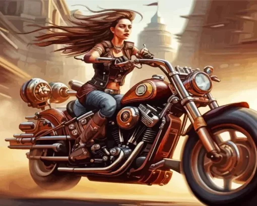 Girl On harley davidson Diamond Paints