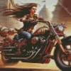 Girl On harley davidson Diamond With Numbers