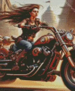 Girl On harley davidson Diamond With Numbers