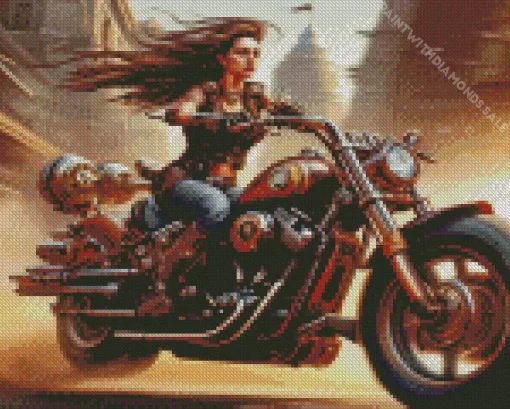 Girl On harley davidson Diamond With Numbers