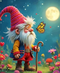 Gnome And Butterfly Diamond With Numbers