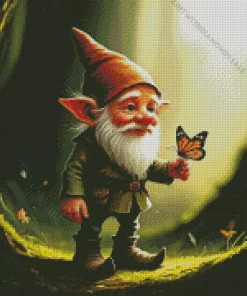 Gnome Holding A Butterfly Diamond Dotz