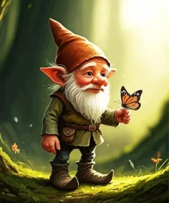 Gnome Holding A Butterfly Diamond With Numbers