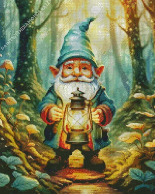 Gnome Holding A Lantern Diamond Dotz