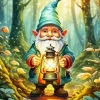 Gnome Holding A Lantern Diamond With Numbers