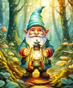 Gnome Holding A Lantern Diamond With Numbers