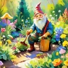 Gnome In Garden Diamond With Numbers