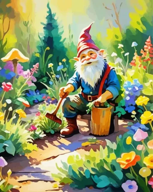 Gnome In Garden Diamond With Numbers