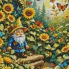 Gnome In Sunflowers Field Diamond Dotz