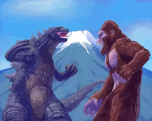 Godzilla Fighting King Kong Diamond Painting