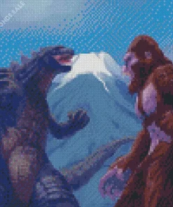 Godzilla Fighting King Kong Diamond Painting