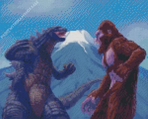 Godzilla Fighting King Kong Diamond Painting