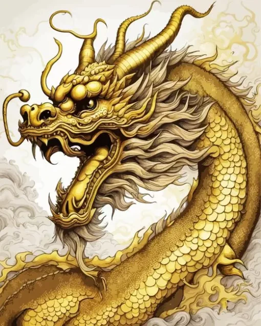 Golden chinese dragon Diamond Paintings