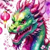 Green Pink chinese dragon Diamond Paintings