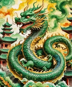 Green chinese dragon Diamond Paintings