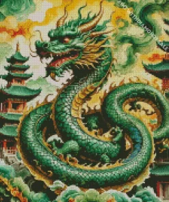 Green chinese dragon Diamond Paints