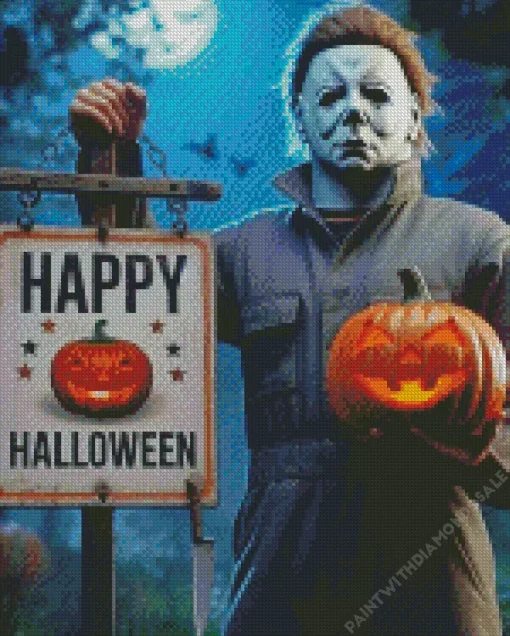 Happy Halloween Michael Myers Diamond With Numbers