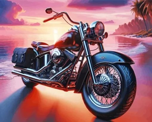 Harley Davidson In The Beach Diamond Paints