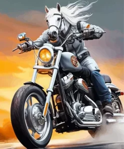 Horse riding a harley davidson Diamond Paints