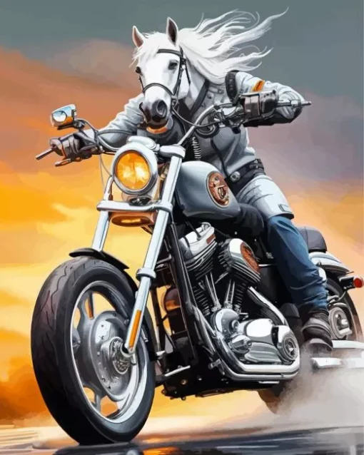 Horse riding a harley davidson Diamond Paints