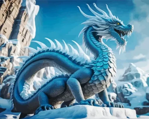 Ice chinese dragon Diamond Paintings