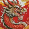 Illustration Red chinese dragon Diamond Paints