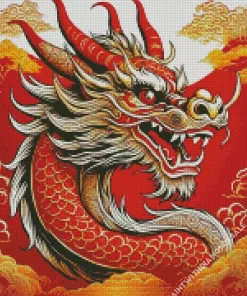 Illustration Red chinese dragon Diamond Paints