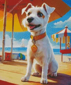 Jack Russell In The Beach Diamond Painting