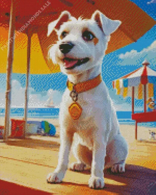 Jack Russell In The Beach Diamond Painting