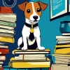 Jack Russell On Books Diamond Painting