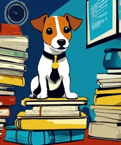 Jack Russell On Books Diamond Painting