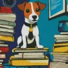 Jack Russell On Books Diamond Painting