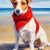 Jack Russell Wearing Red Scarf Diamond Painting