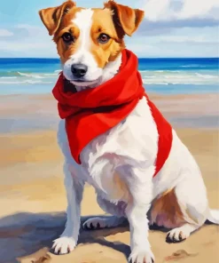 Jack Russell Wearing Red Scarf Diamond Painting