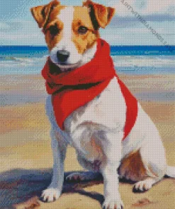 Jack Russell Wearing Red Scarf Diamond Painting