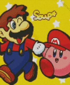 Kirby And Mario Diamond With Numbers