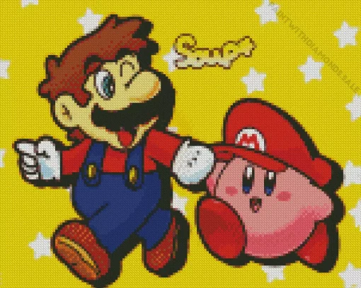 Kirby And Mario Diamond With Numbers